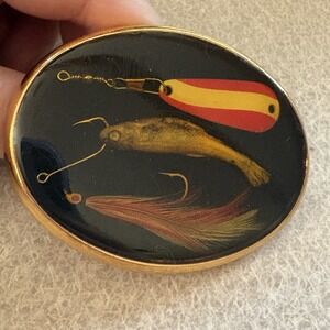 Vintage Von West Fly Fishing Belt Buckle Fort Collin's USA Hooks Lures Fish